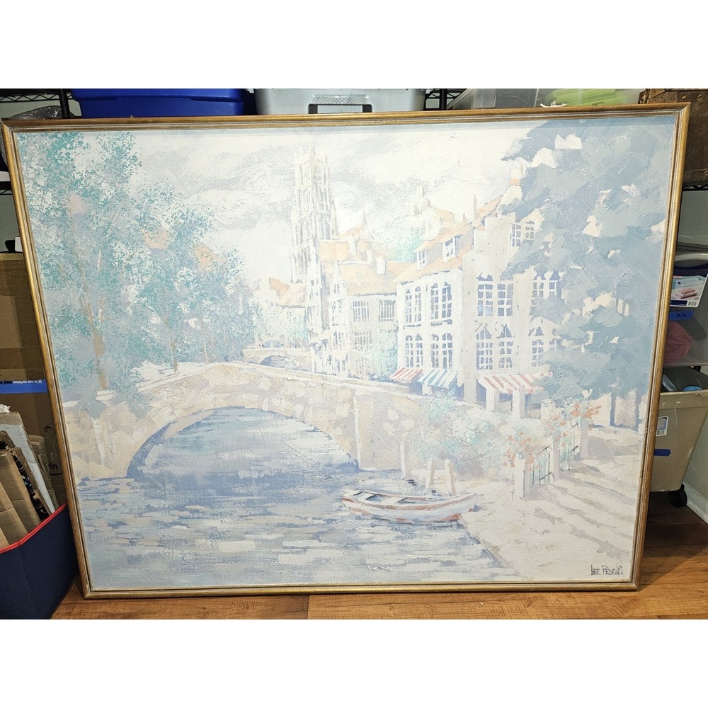 Huge Vintage Italian Villa Lee Reynolds Oil Painting Vanguard Studios 48 X 62in